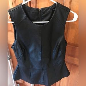 Black Leather peplum shirt